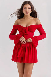 Mini Dress – Off-Shoulder Bow Detail – Romantic Cocktail Look