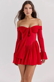 Mini Dress – Off-Shoulder Bow Detail – Romantic Cocktail Look