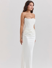Strapless Maxi Dress – Satin Skirt – Elegant Evening Look