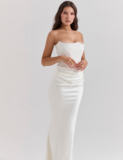 Strapless Maxi Dress – Satin Skirt – Elegant Evening Look