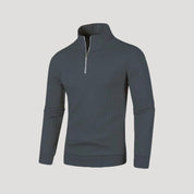 Men’s Ribbed Knit Sweater – Half Zip – Smart Casual Layer