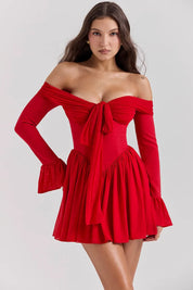 Mini Dress – Off-Shoulder Bow Detail – Romantic Cocktail Look