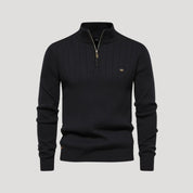 Men’s Knit Jumper – Ribbed Texture – Zip Collar Casual Style