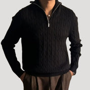 Men’s Cable Knit Sweater – Half Zip – Timeless Winter Essential