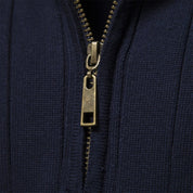 Men’s Knit Jumper – Ribbed Texture – Zip Collar Casual Style