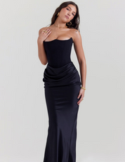 Strapless Maxi Dress – Satin Skirt – Elegant Evening Look