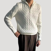 Men’s Cable Knit Sweater – Half Zip – Timeless Winter Essential