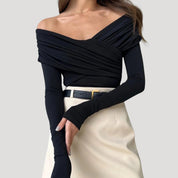 Off-Shoulder Top – Elegant Wrap Design – Chic Evening Style