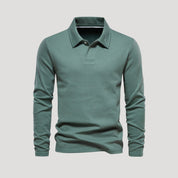 Long Sleeve Polo Shirt – Soft Stretch Fabric – Smart Casual Fit
