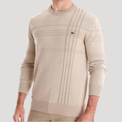 Men’s Crew Neck Knit Sweater – Textured Detail – Casual Smart Look