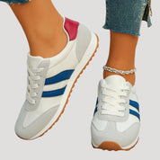 Retro lace-up running sneakers with stripe detail