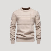 Men’s Crew Neck Knit Sweater – Textured Detail – Casual Smart Look