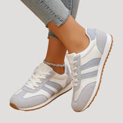 Retro lace-up running sneakers with stripe detail