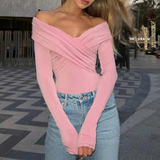 Off-Shoulder Top – Elegant Wrap Design – Chic Evening Style