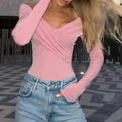 Off-Shoulder Top – Elegant Wrap Design – Chic Evening Style