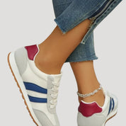 Retro lace-up running sneakers with stripe detail