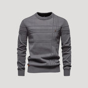 Men’s Crew Neck Knit Sweater – Textured Detail – Casual Smart Look