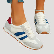 Retro lace-up running sneakers with stripe detail