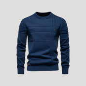 Men’s Crew Neck Knit Sweater – Textured Detail – Casual Smart Look