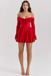 Mini Dress – Off-Shoulder Bow Detail – Romantic Cocktail Look