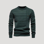 Men’s Crew Neck Knit Sweater – Textured Detail – Casual Smart Look