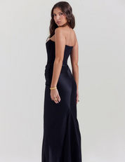 Strapless Maxi Dress – Satin Skirt – Elegant Evening Look