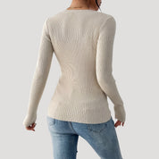 Ribbed Henley Top – Button Front – Casual Smart Style