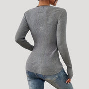 Ribbed Henley Top – Button Front – Casual Smart Style