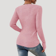 Ribbed Henley Top – Button Front – Casual Smart Style