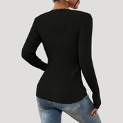 Ribbed Henley Top – Button Front – Casual Smart Style