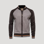 Men’s Zip Knit Jacket – Contrast Sleeves – Casual Layering Piece