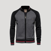Men’s Zip Knit Jacket – Contrast Sleeves – Casual Layering Piece