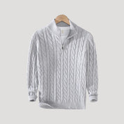 Men’s Cable Knit Sweater – Half Zip – Classic Winter Essential