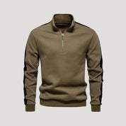 Men’s Quarter Zip Sweatshirt – Athletic Fit – Contrast Sleeve Detail