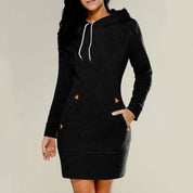 Casual Hooded Women's Dress - Knee-Length, Comfortable Plus Size Dresses for Everyday Wear 0