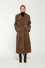 Chic Black Vegan Leather Maxi Trench Coat for Women with Belted Waist - Sustainable Autumn and Winter Fashion 0
