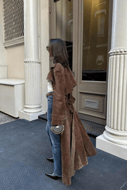 Chic Black Vegan Leather Maxi Trench Coat for Women with Belted Waist - Sustainable Autumn and Winter Fashion 5