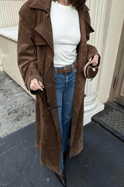 Chic Black Vegan Leather Maxi Trench Coat for Women with Belted Waist - Sustainable Autumn and Winter Fashion 6
