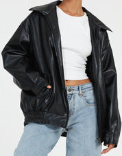 Classic PU Leather Women's Jacket - Relaxed Fit Casual Outerwear for Year-Round Style 6