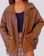 Classic PU Leather Women's Jacket - Relaxed Fit Casual Outerwear for Year-Round Style 9
