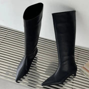 Elegant Black Knee High Boots for Women - Pointed Toe Stylish Long Boots for All-Day Comfort 0