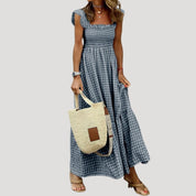 Gingham Maxi Dress – Smocked Bodice – Effortless Summer Style 5