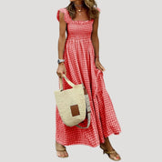 Gingham Maxi Dress – Smocked Bodice – Effortless Summer Style 6