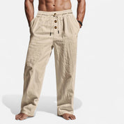 Linen Trousers – Adjustable Drawstring – Relaxed Summer Casual Style 0