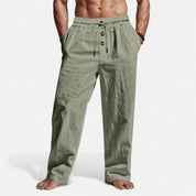 Linen Trousers – Adjustable Drawstring – Relaxed Summer Casual Style 1