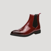 Men's Chelsea Boots in Leather with Chunky Heel – Slip-On Design with Elastic Side Panels and Cap Toe Style 2