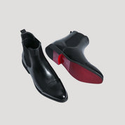 Men's Chelsea Boots in Leather with Chunky Heel – Slip-On Design with Elastic Side Panels and Cap Toe Style 3