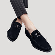 Men's Suede Loafers Slip-On Design with Metal Detailing – Brown Loafer Shoes for Smart Casual Wear 1