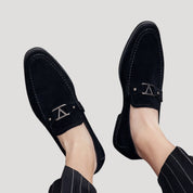 Men's Suede Loafers Slip-On Design with Metal Detailing – Brown Loafer Shoes for Smart Casual Wear 2