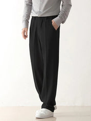 Men's Tailored Draped Pants with Tapered Leg – Polyester Blend for Formal Wear and Sophisticated Style 0